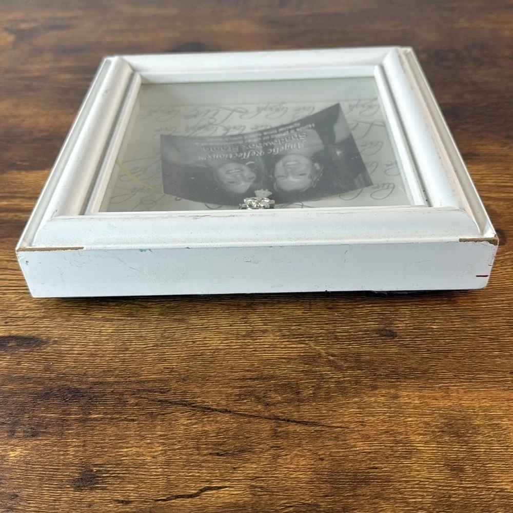 NWT White Shadowbox Distressed Design Wooden Frame 9” x 9”